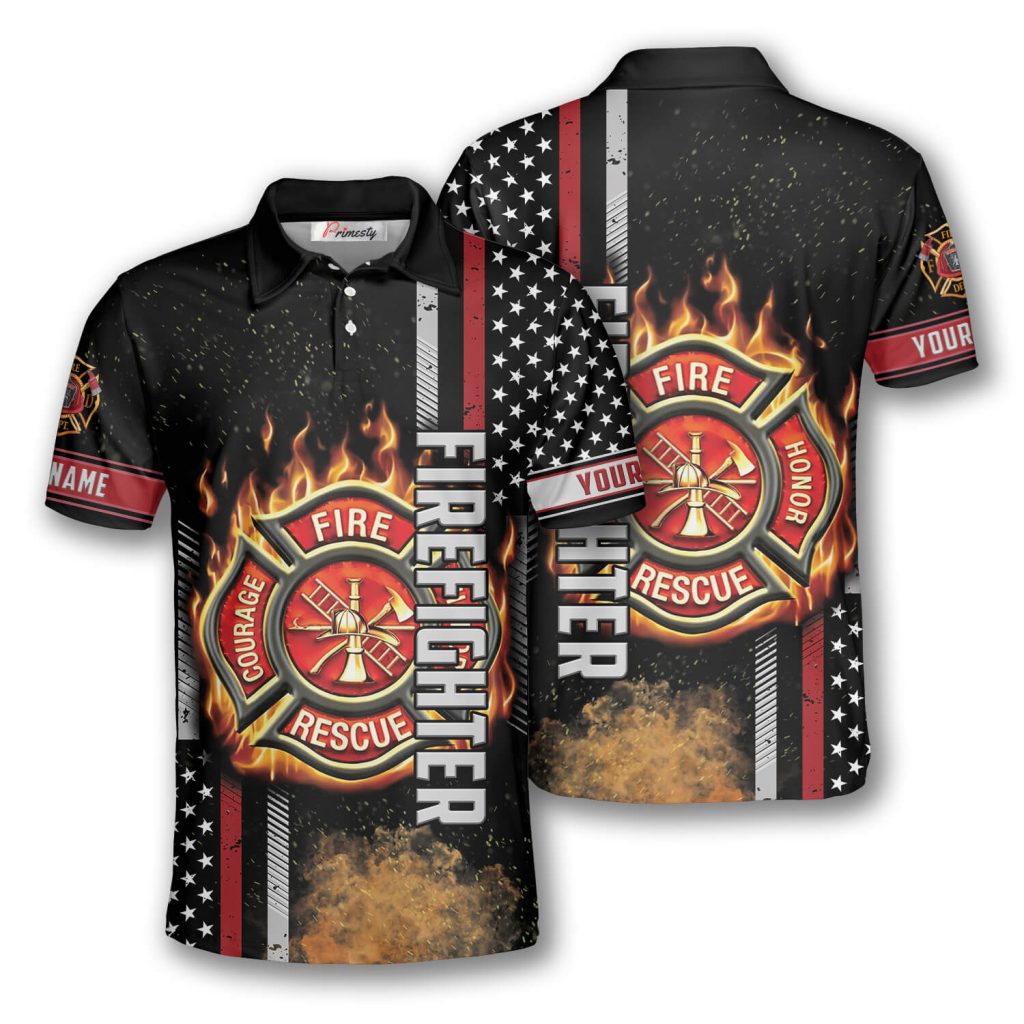 Firefighter Fire Flame Custom Firefighter Shirts for Men - Primesty