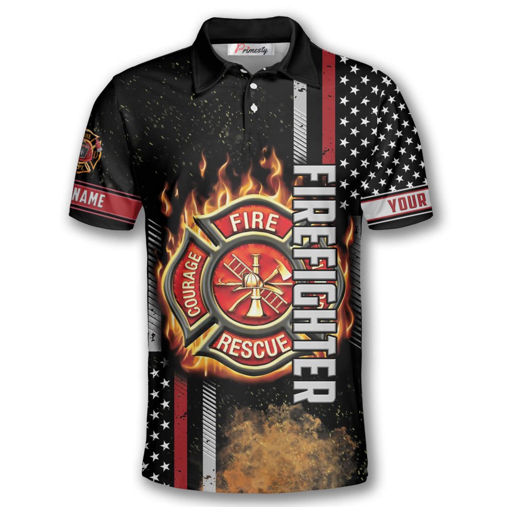 Firefighter Fire Flame Custom Firefighter Shirts for Men - Primesty