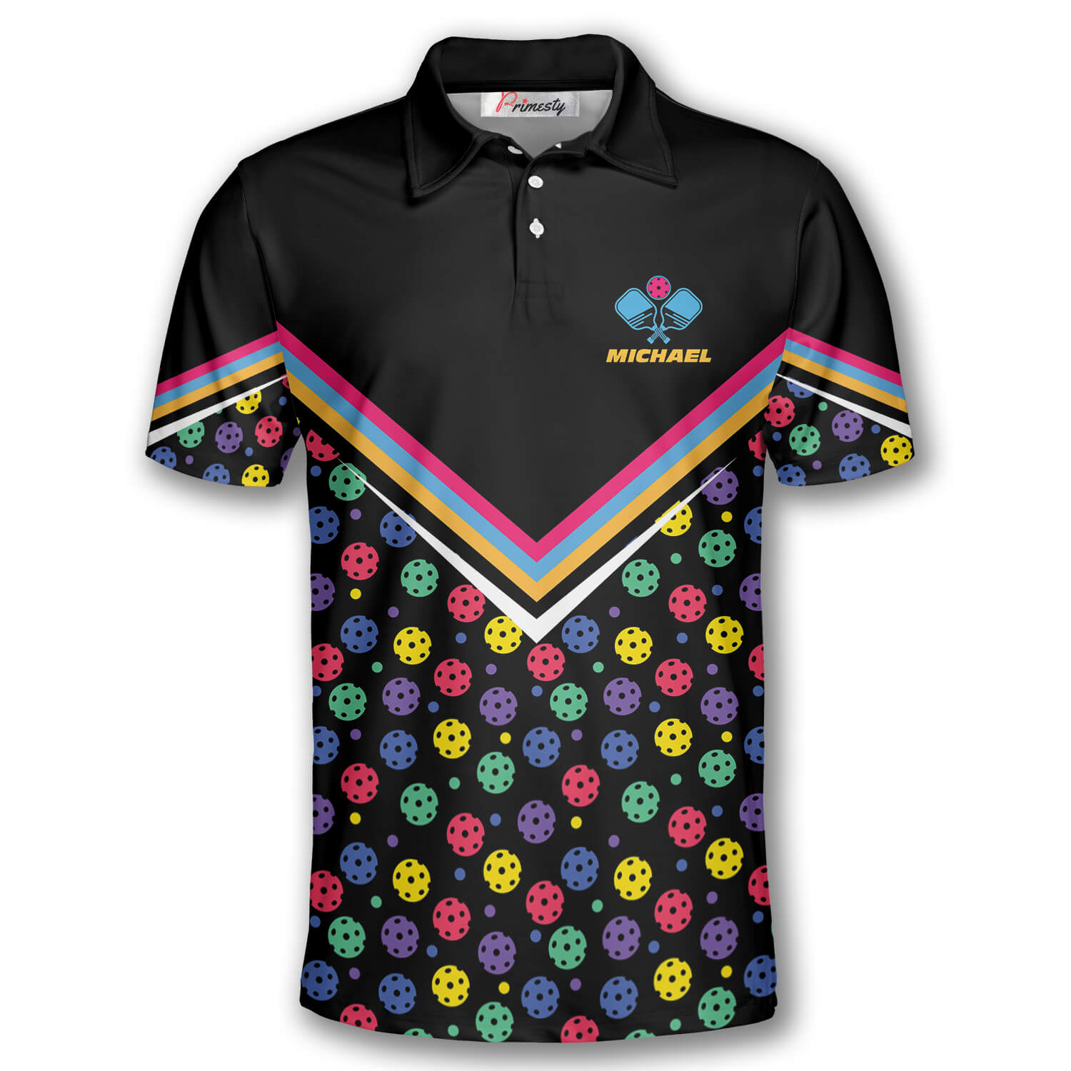 Colorful Pickleball Pattern Custom Pickleball Shirts for Men - Primesty