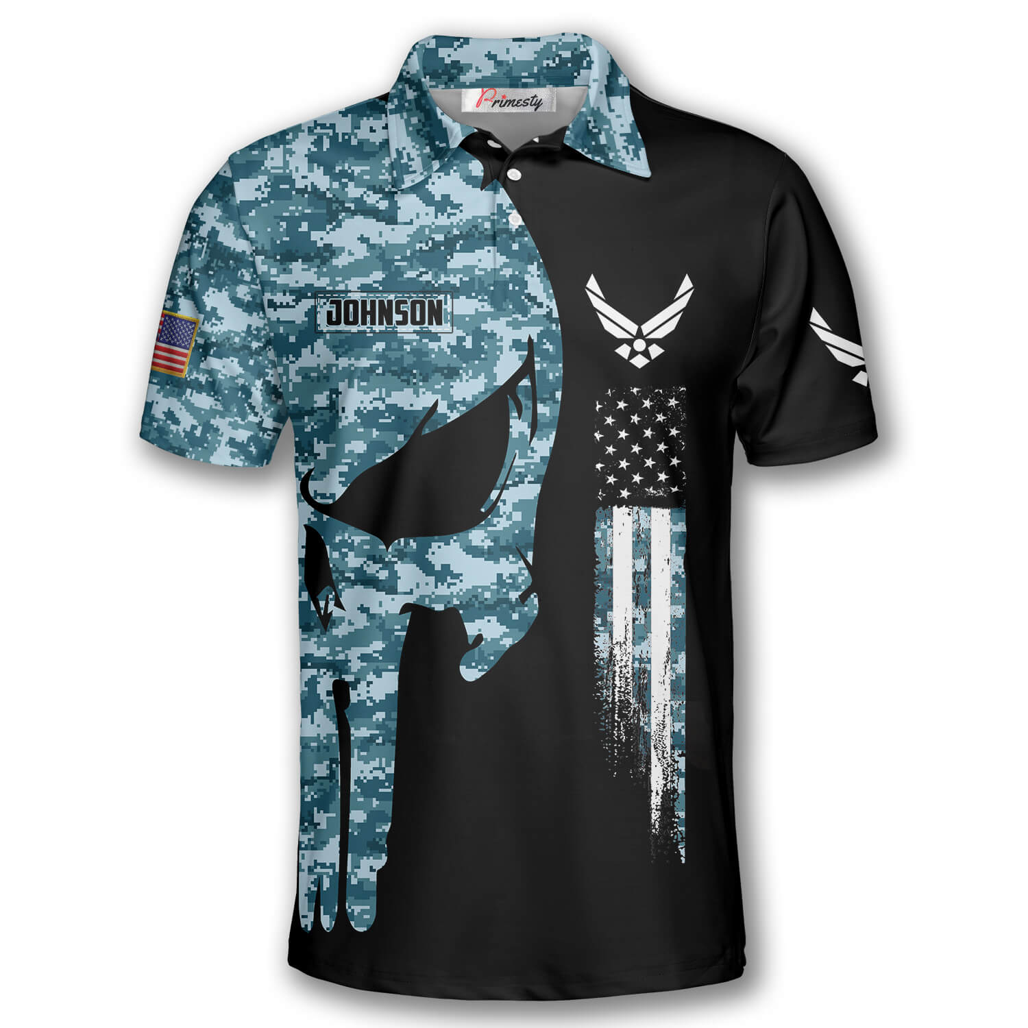 Skull Camouflage Custom US Air Force Veteran Shirts for Men - Primesty