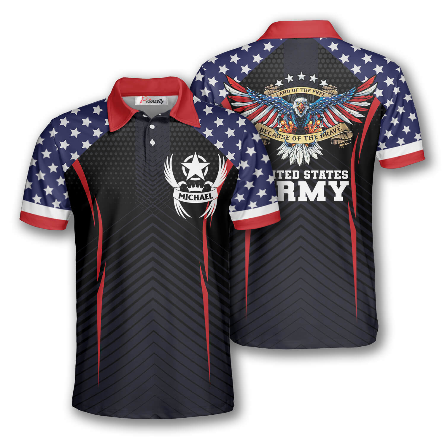US Army Patriotic Eagle Flag Custom Veteran Shirts for Men - Primesty