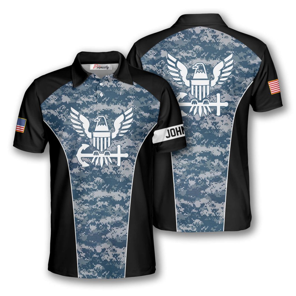 Navy Camouflage Custom US Navy Veteran Shirts for Men - Primesty