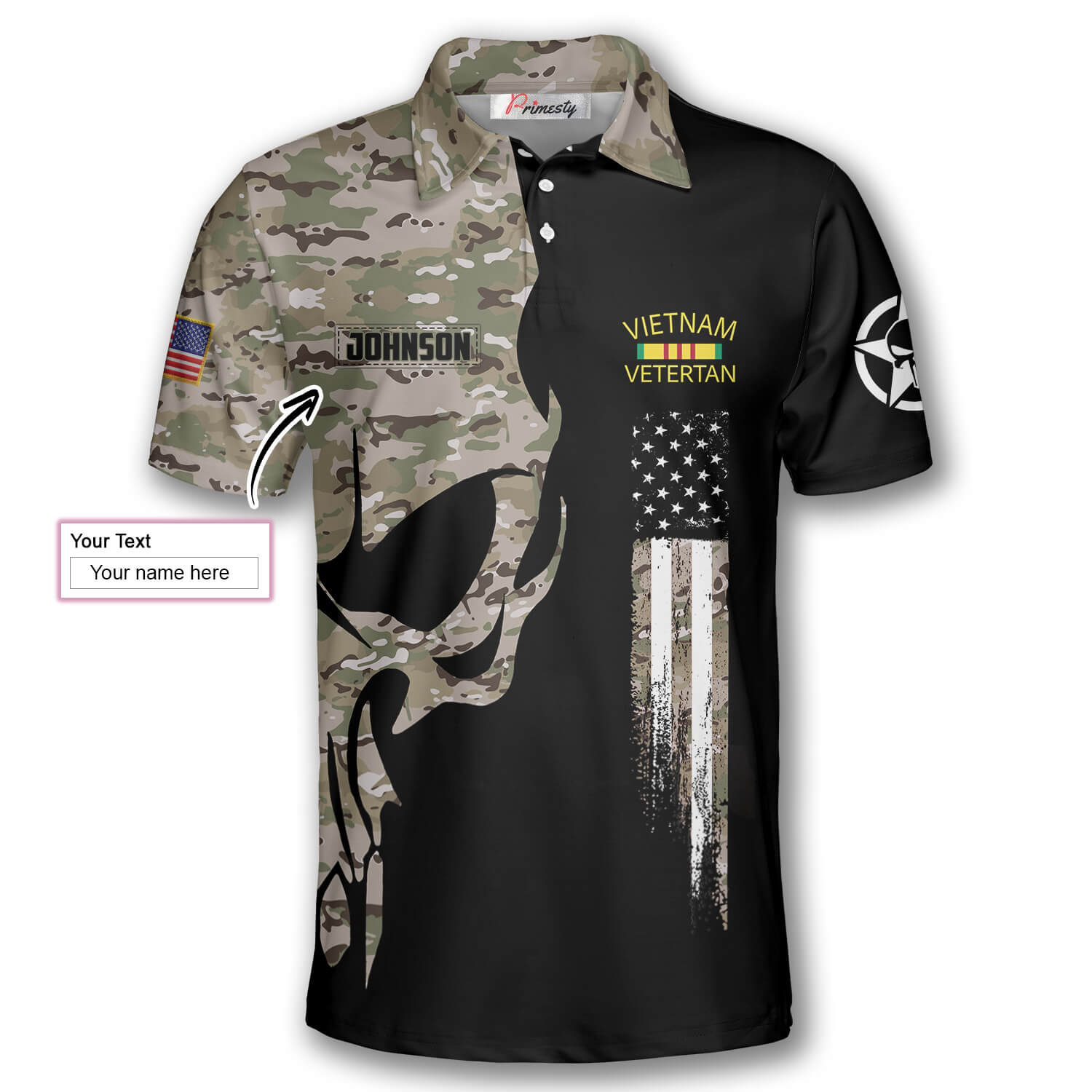 Skull Camouflage Custom Vietnam Veteran Shirts for Men - Primesty