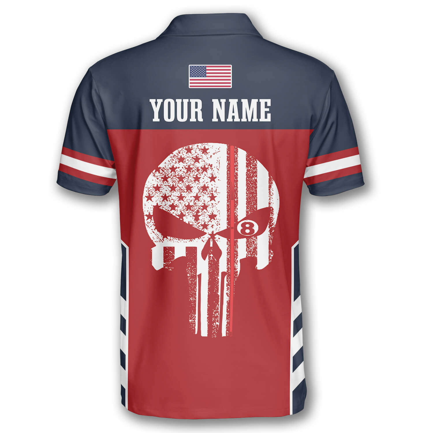 Billiard Patriotic Flag Skull Custom Billiard Shirts for Men - Primesty