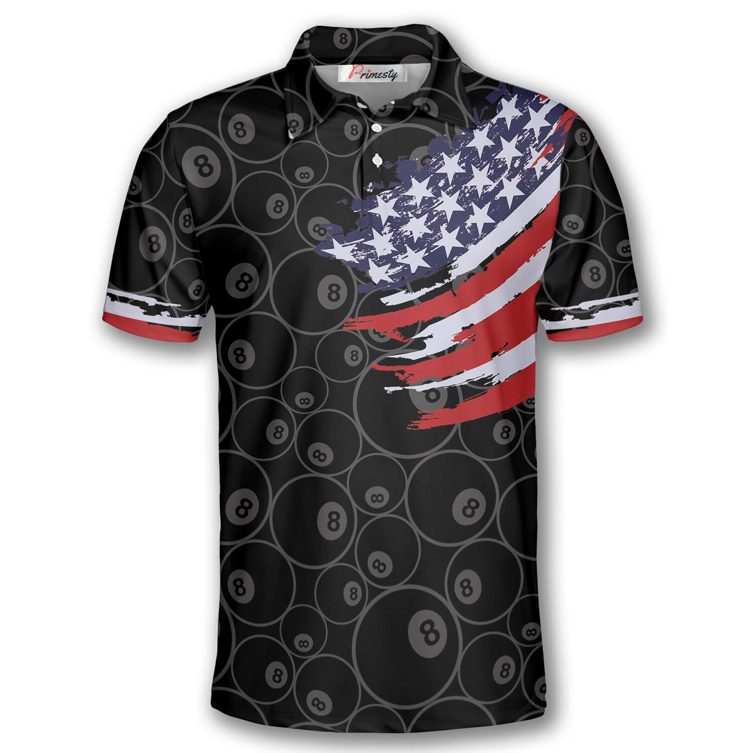 Billiard 8 Ball Pattern American Flag Custom Billiard Shirts for Men ...