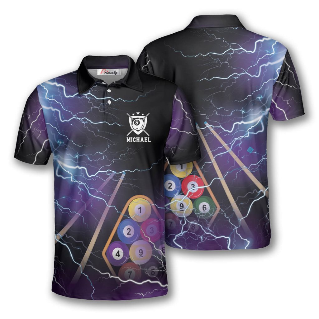 Billiard 9 Ball Thunder Lightning Custom Billiard Shirts for Men - Primesty