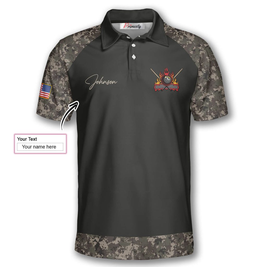Billiard Camouflage Flag Custom Billiard Shirts for Men - Primesty