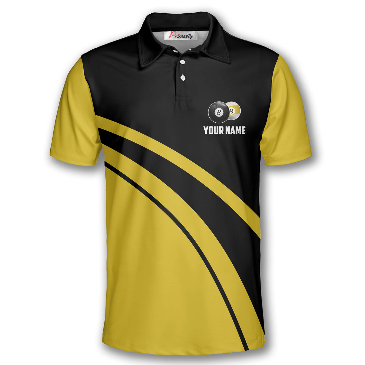 Billiard Bipooler Yellow Black Custom Billiard Shirts for Men - Primesty