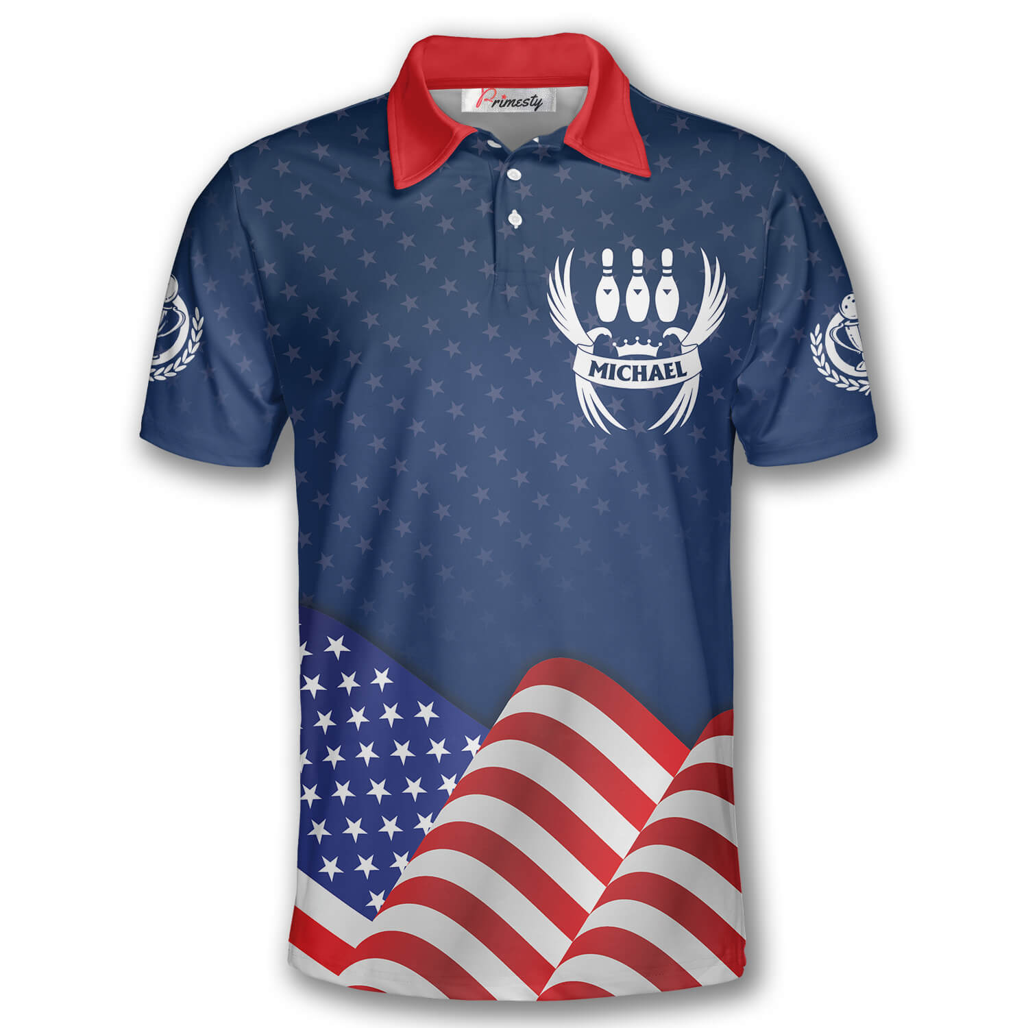 Bowling Patriotic Eagle Waving Flag Custom Bowling Shirts for Men ...