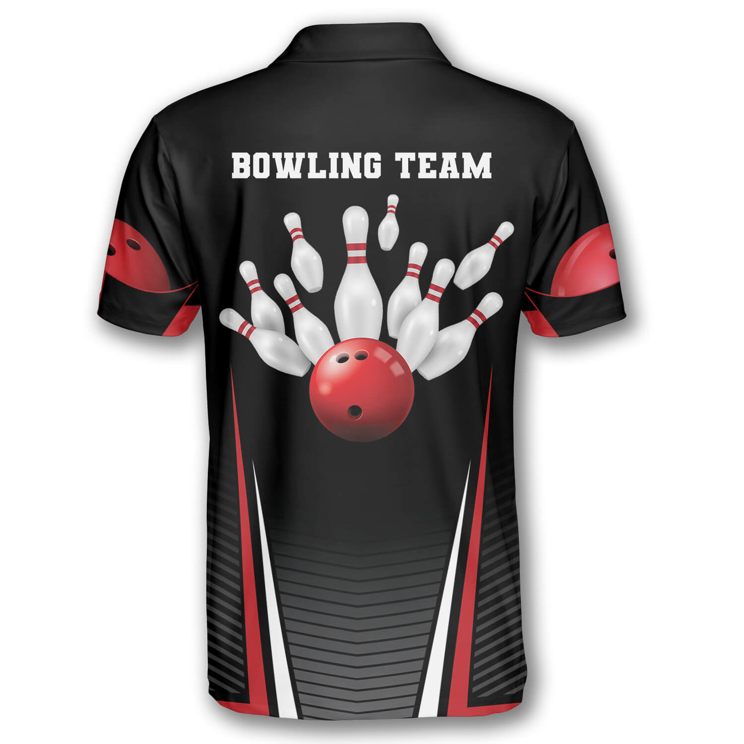 Bowling Strike Red Black Custom Bowling Shirts for Men - Primesty