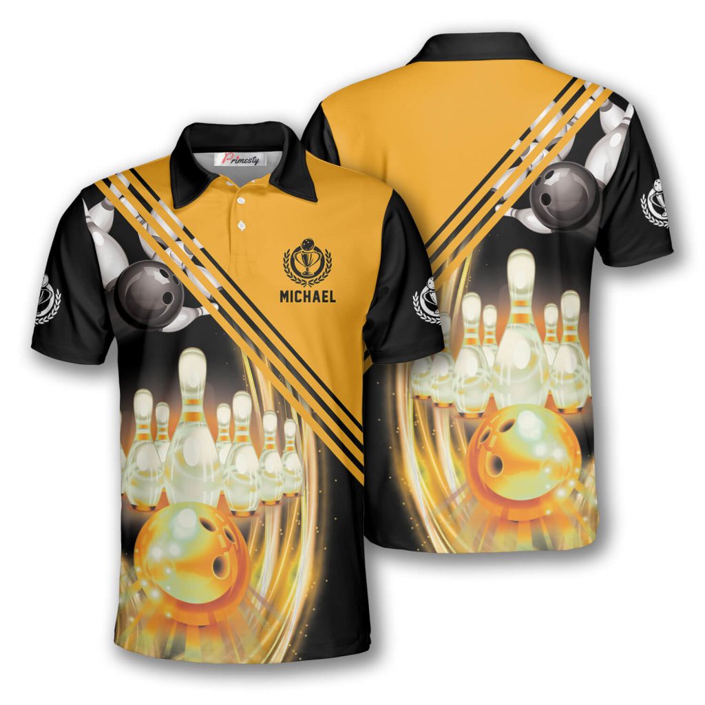 Bowling Yellow Black Version Custom Bowling Shirts for Men - Primesty