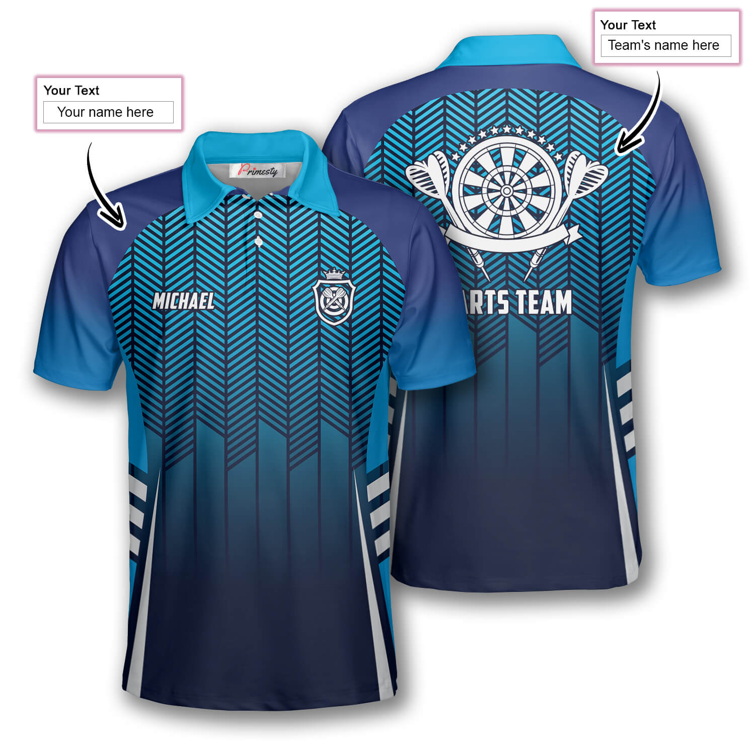 Blue Gradient Sports Style Custom Polo Shirts for Men - Primesty