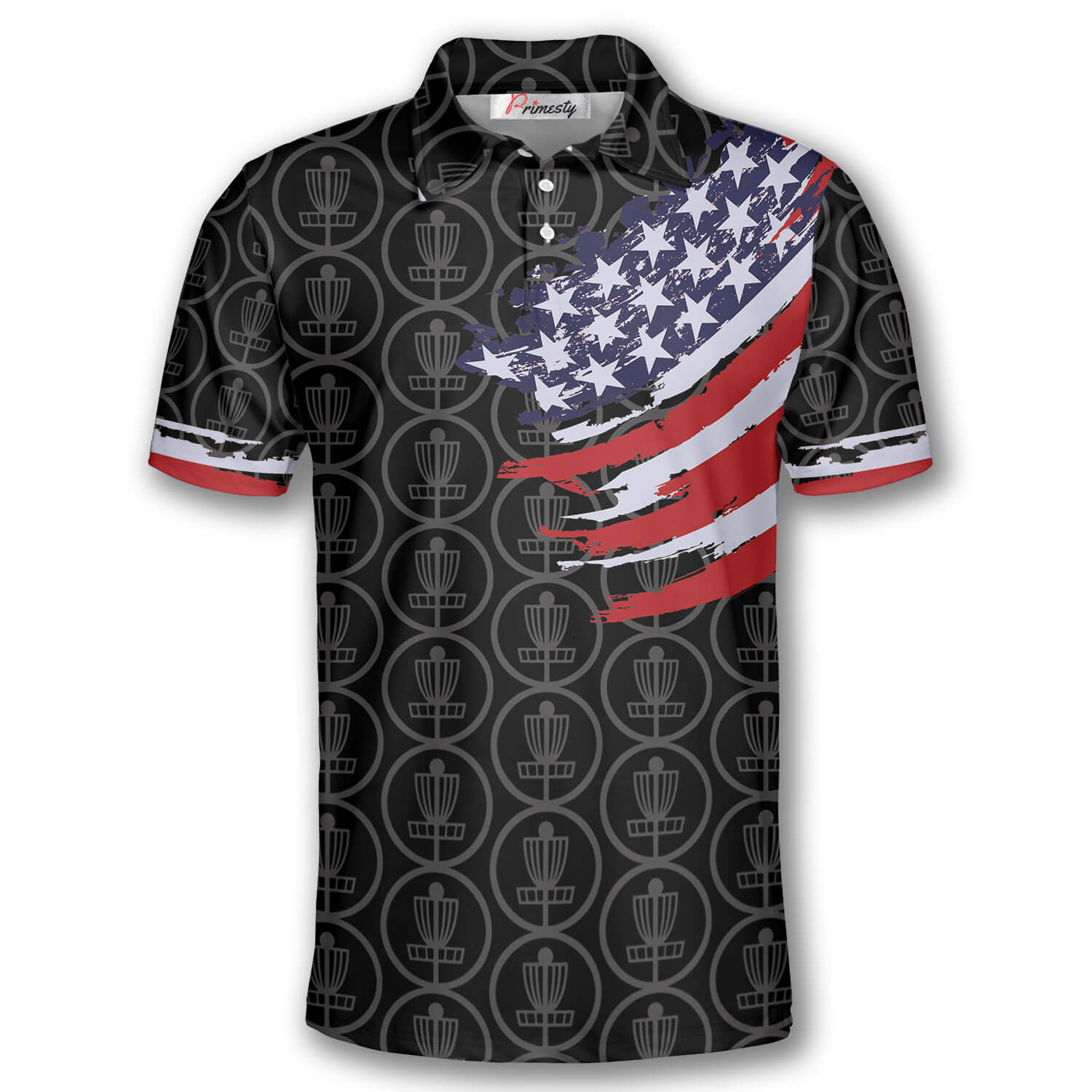 Disc Golf Pattern American Flag Basket Tree Custom Disc Golf Shirts for ...