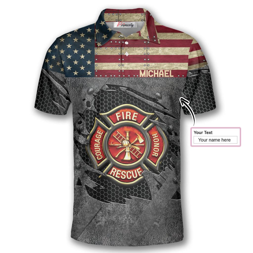 Firefighter Retro American Flag Custom Firefighter Shirts for Men ...