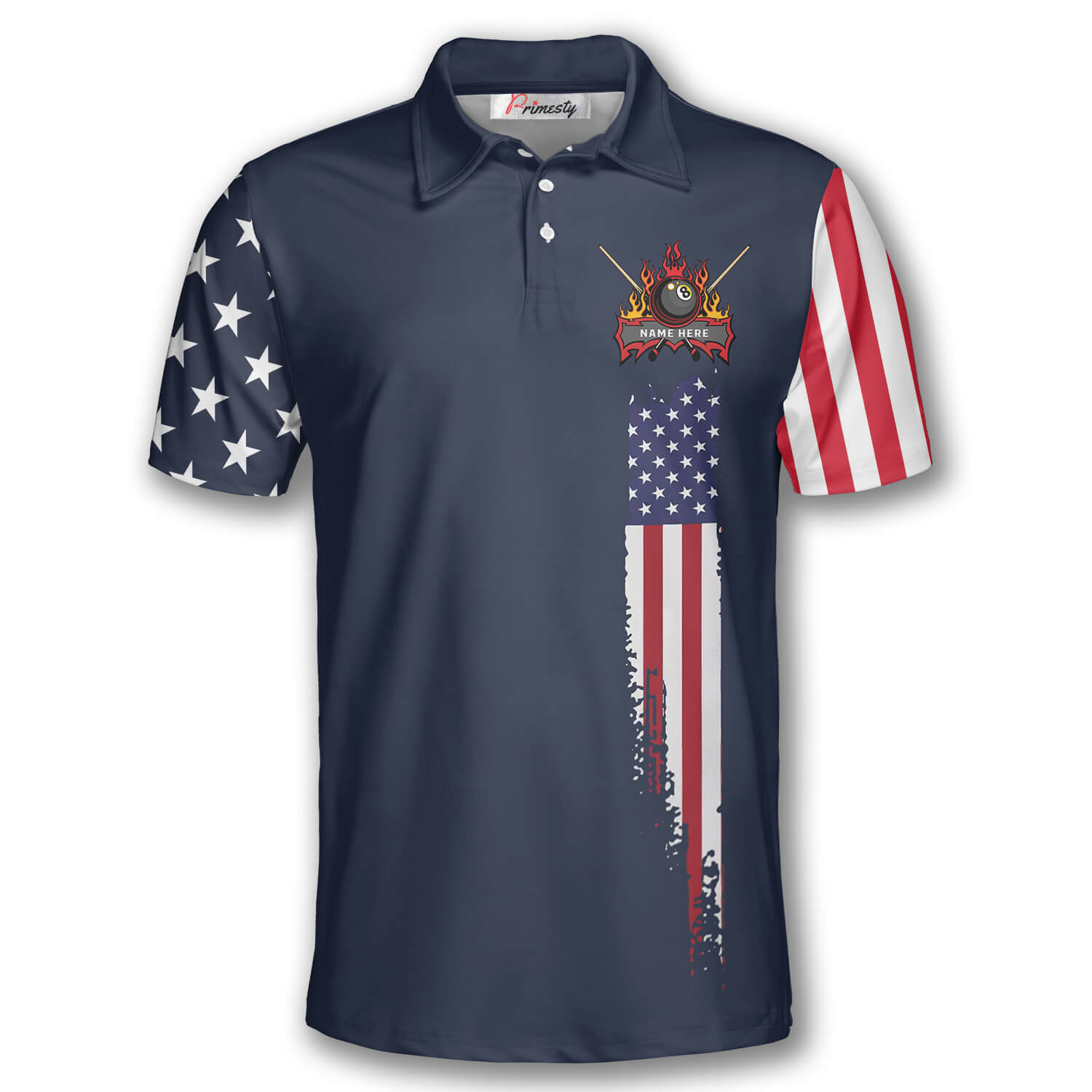 Billiard Navy American Flag Custom Billiard Shirts for Men - Primesty