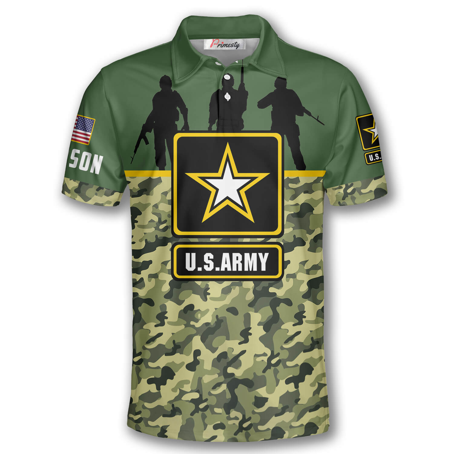 US Army Silhouettes Yellow Green Camouflage Custom Veteran Shirts for ...