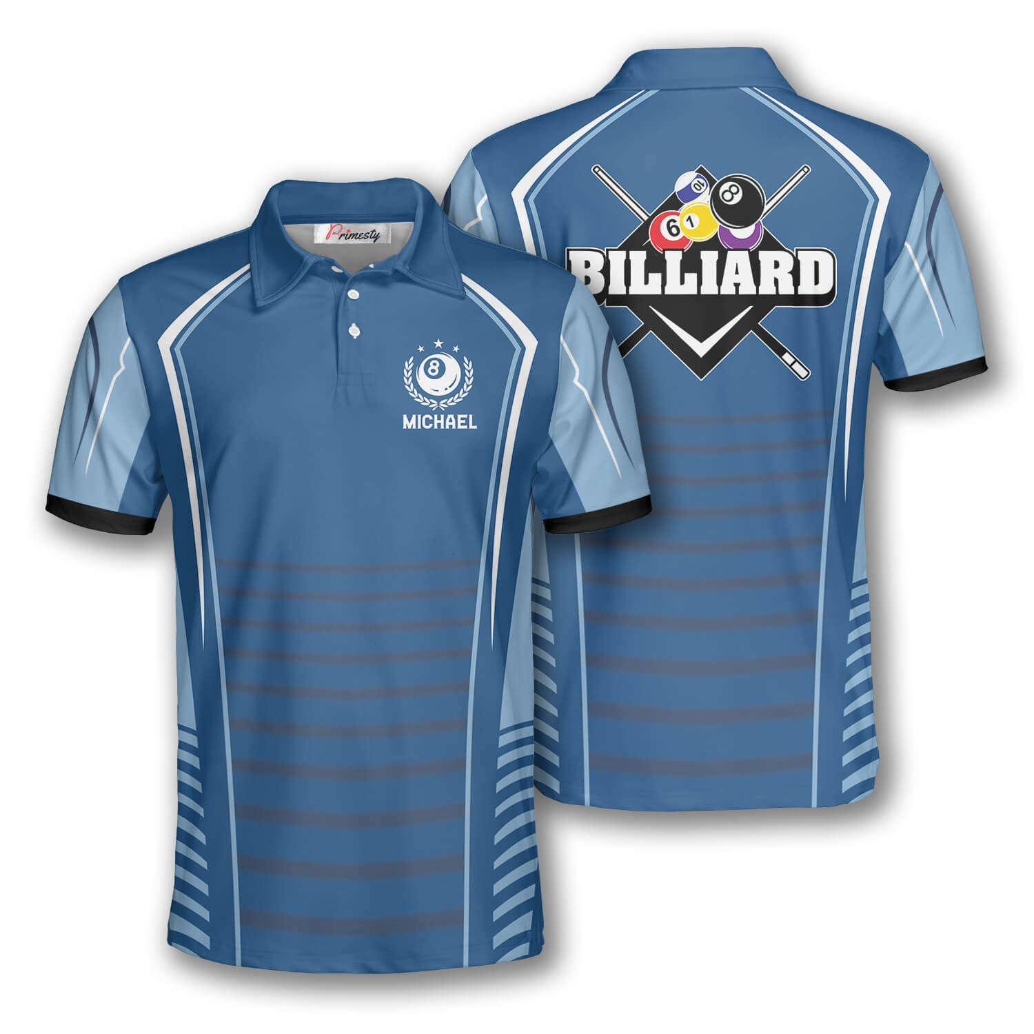 Billiard Sports Style Light Blue Custom Billiard Shirts for Men - Primesty