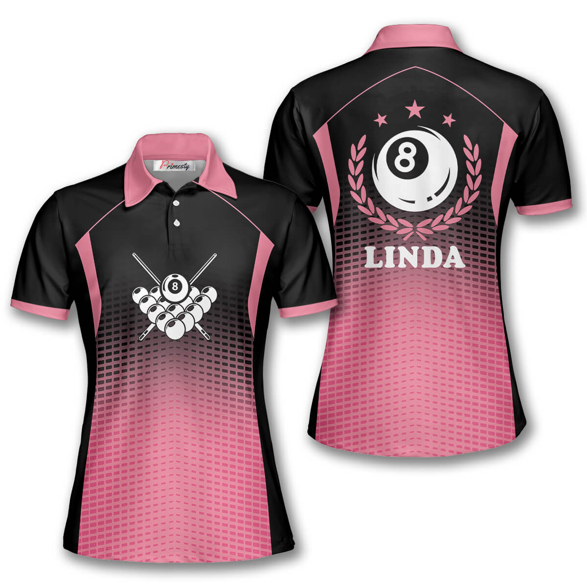 Billiard Gradient Black Pink Custom Billiard Shirts for Women - Primesty