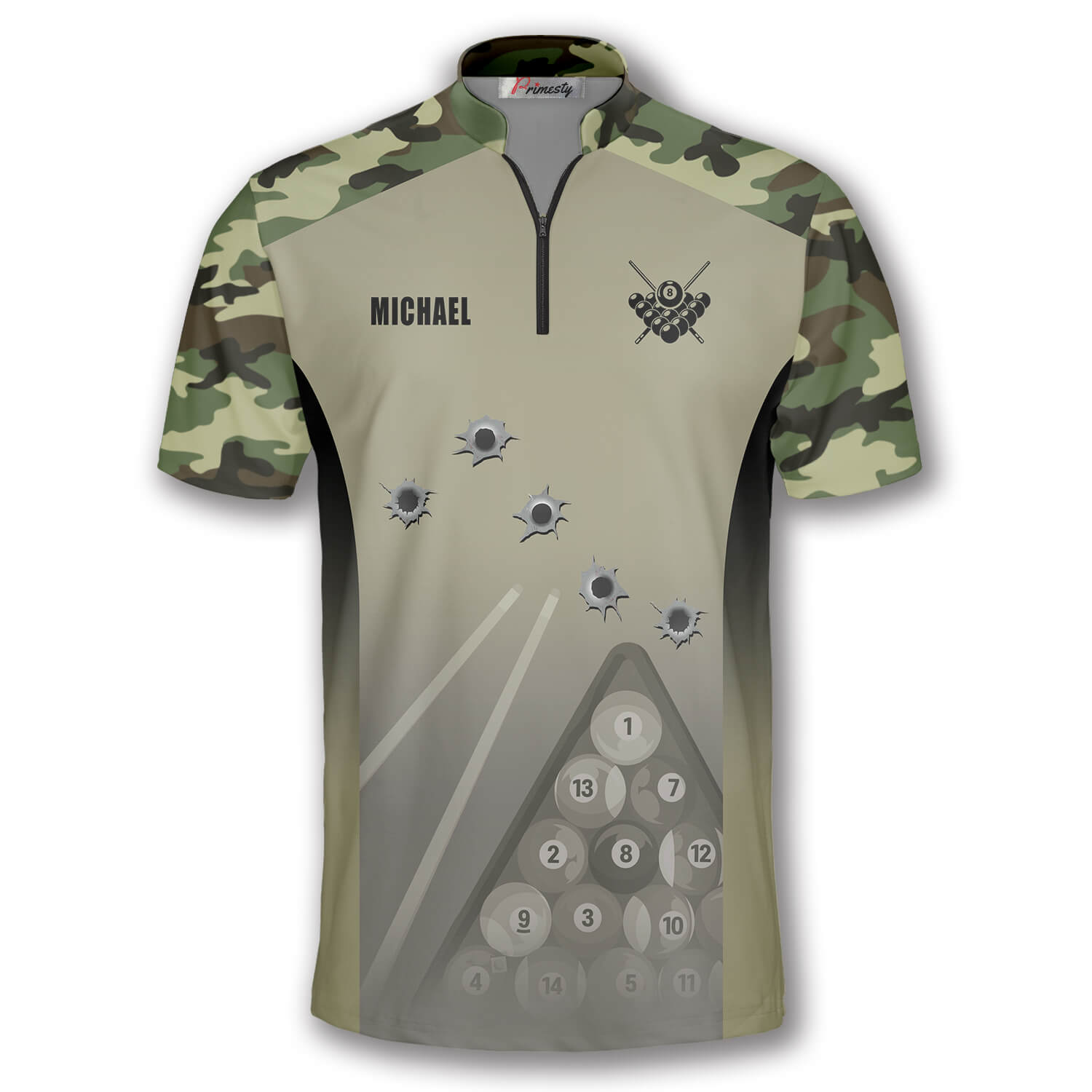 Camouflage Gun Holes Custom Billiard Jerseys for Men - Primesty