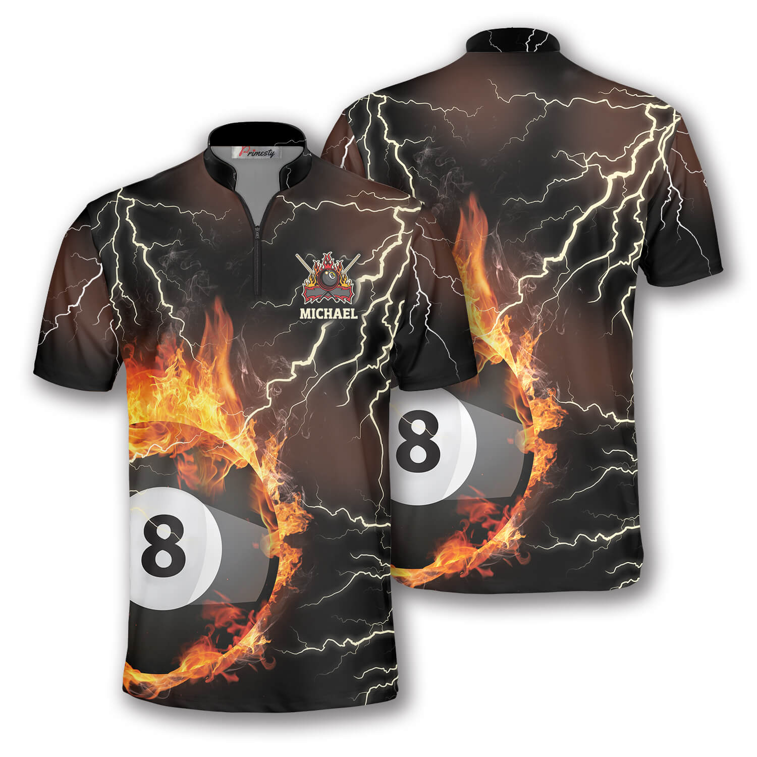 Fire Flame Lightning Custom Billiard Jerseys for Men - Primesty