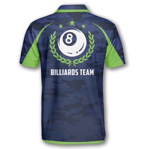 Billiard Green Blue Camouflage Custom Billiard Shirts for Men - Primesty
