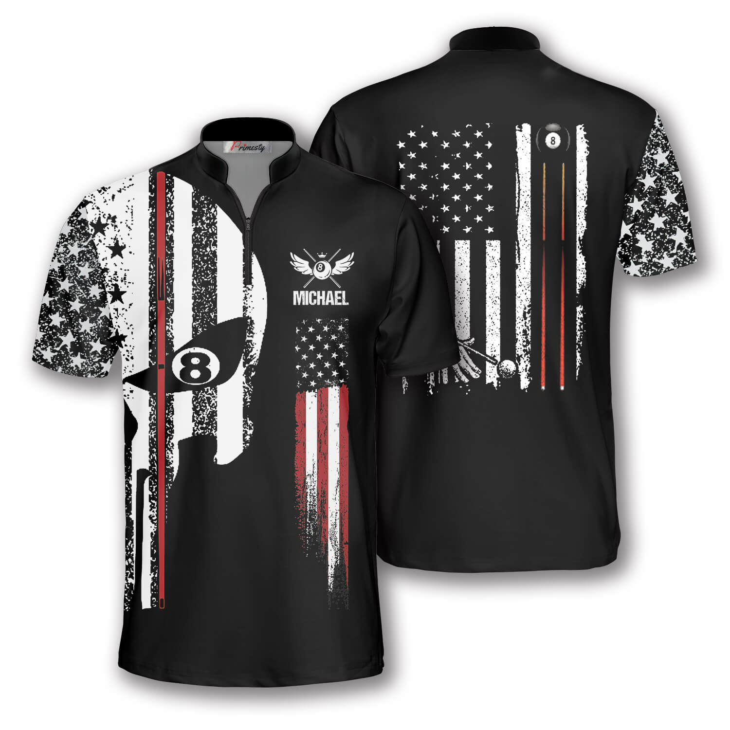 Punisher Skull Flag Custom Billiard Jerseys for Men - Primesty