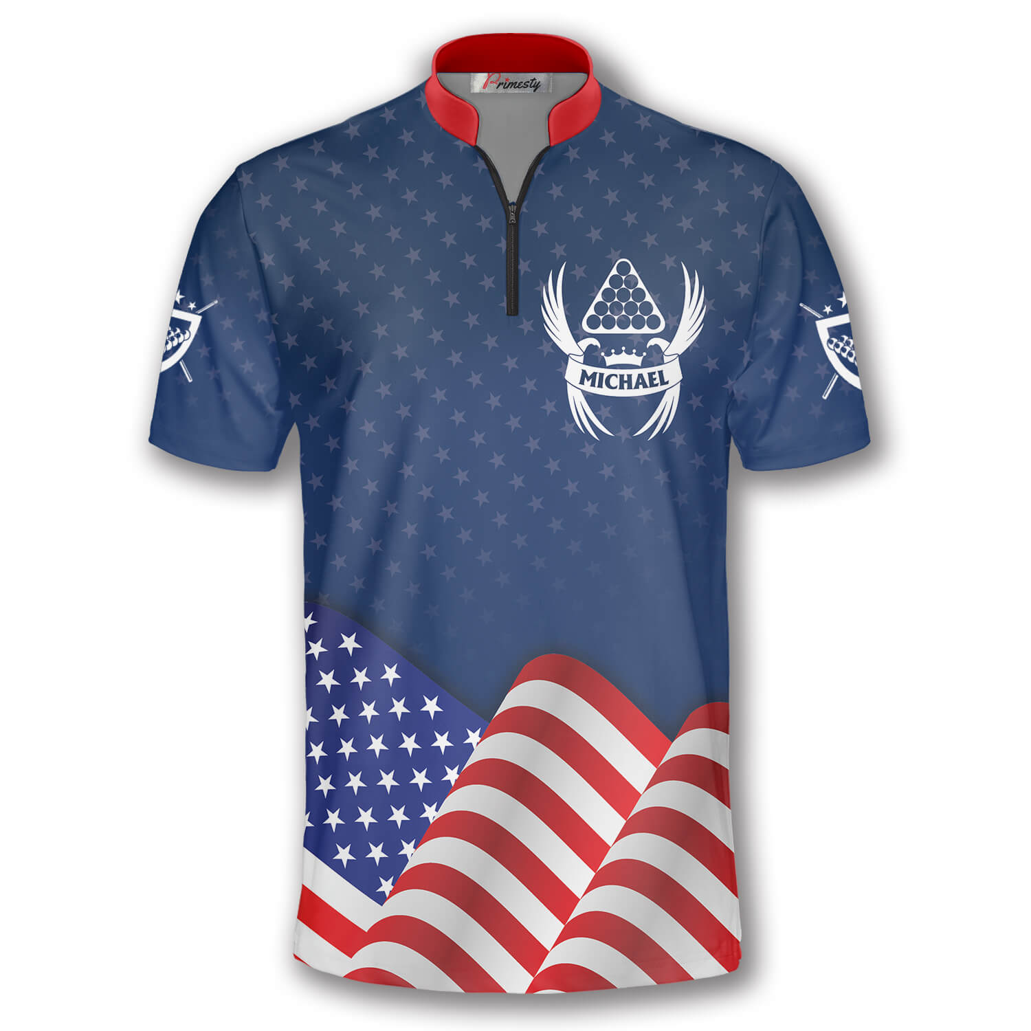 Patriotic Waving Flag Custom Billiard Jerseys for Men - Primesty