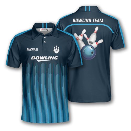 Bowling Blue Lines Custom Bowling Shirts for Men - Primesty