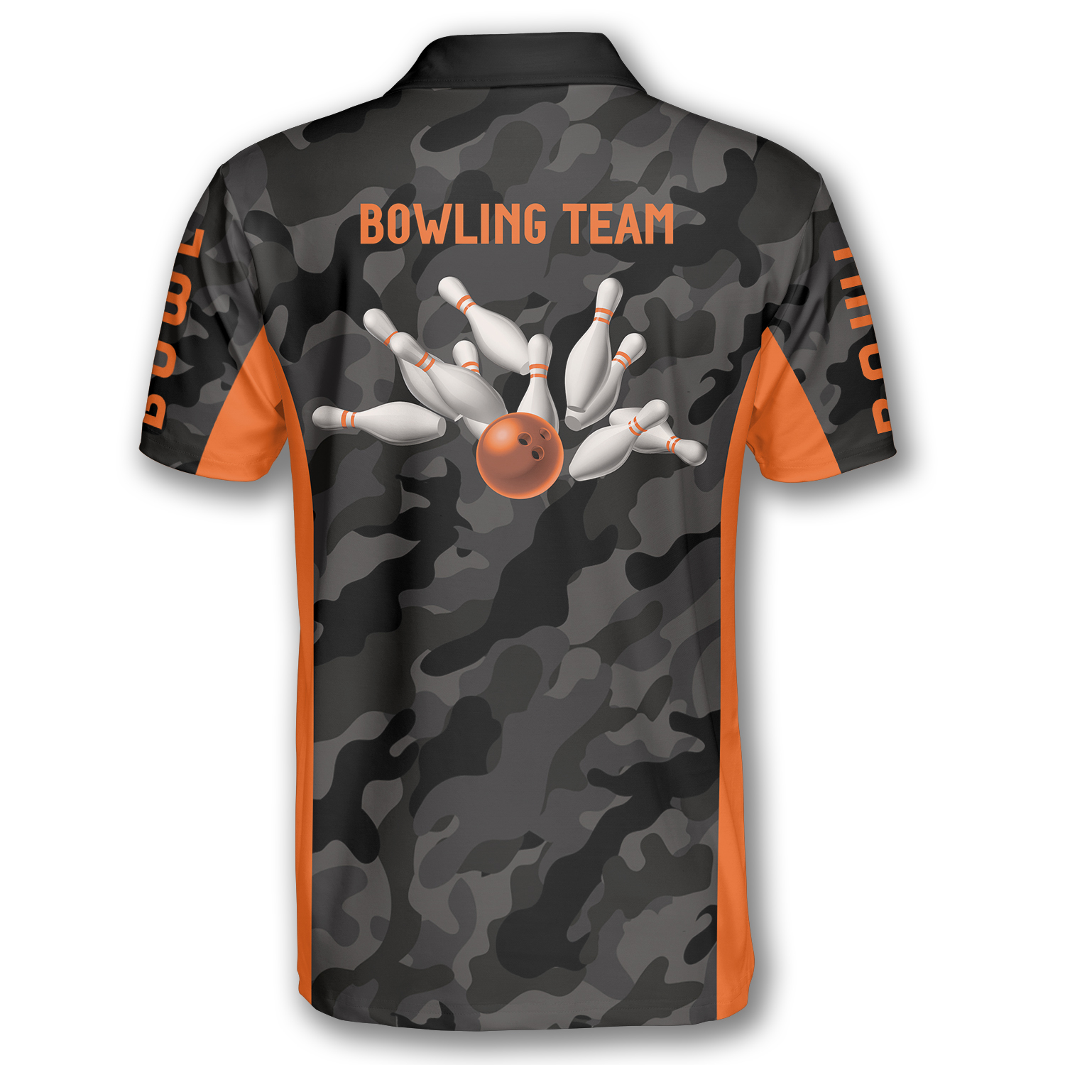 Bowling Grey Camo Orange Custom Bowling Shirts for Men - Primesty