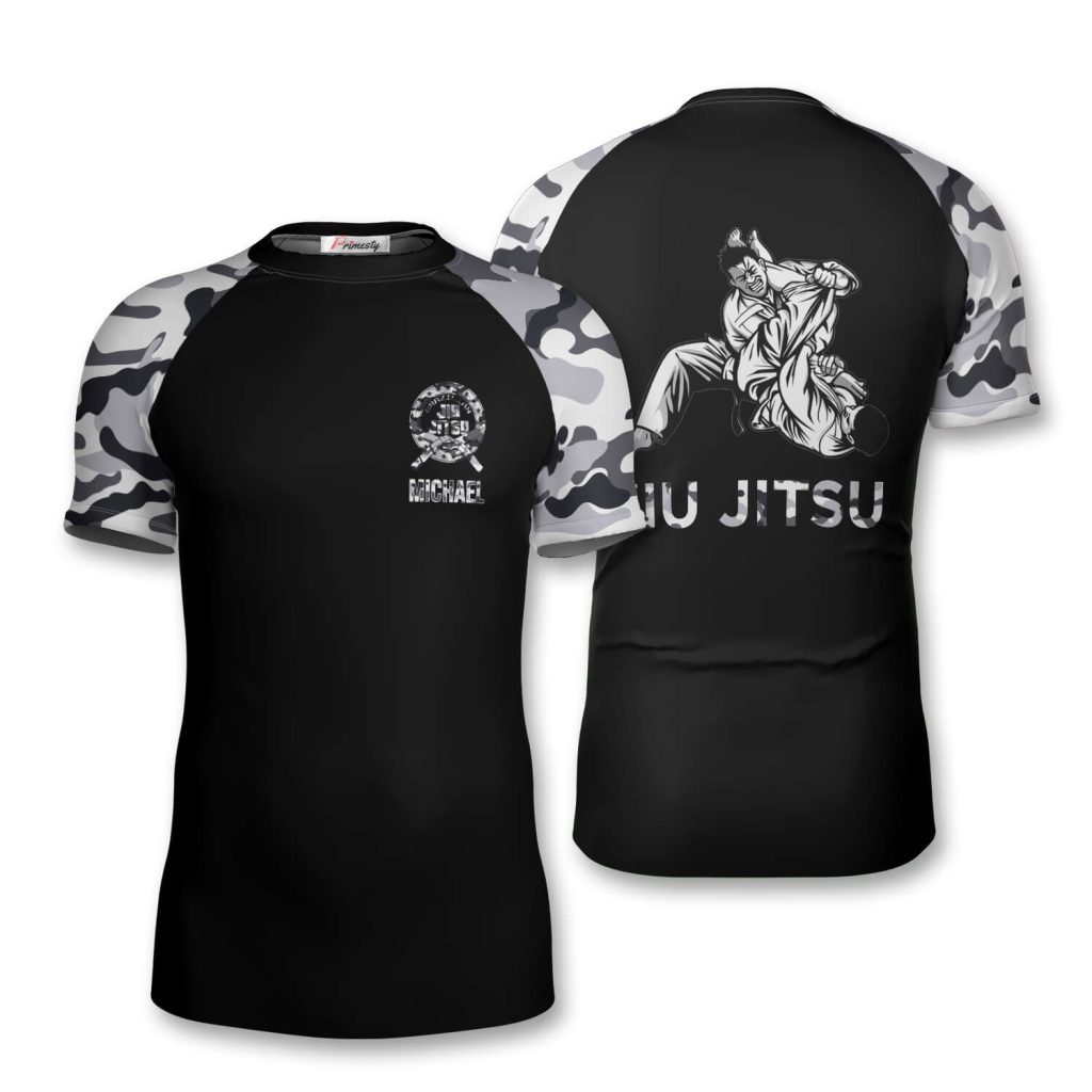 Brazilian Jiu Jitsu Black Camouflage Custom Jiu Jitsu Rash Guard Primesty
