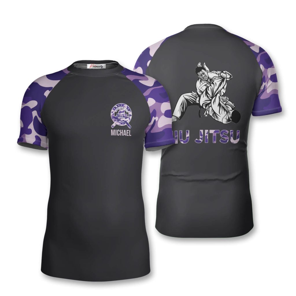 Brazilian Jiu Jitsu Purple Skull Camo Custom Jiu Jitsu Rash Guard Primesty