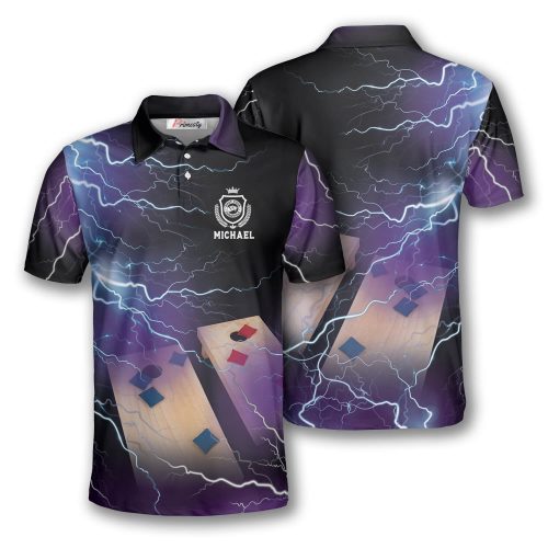 Cornhole Thunder Lightning Custom Cornhole Shirts for Men - Primesty