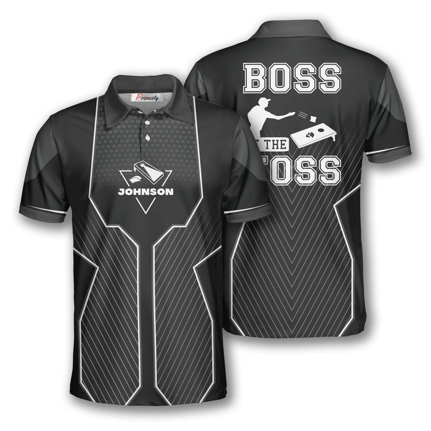 Cornhole Boss Of The Toss Black Sports Style Custom Cornhole Shirts for ...