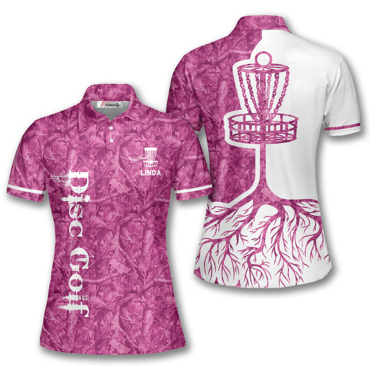 Pink Disc Golf Basket Tree Custom Disc Golf Shirts for Women - Primesty