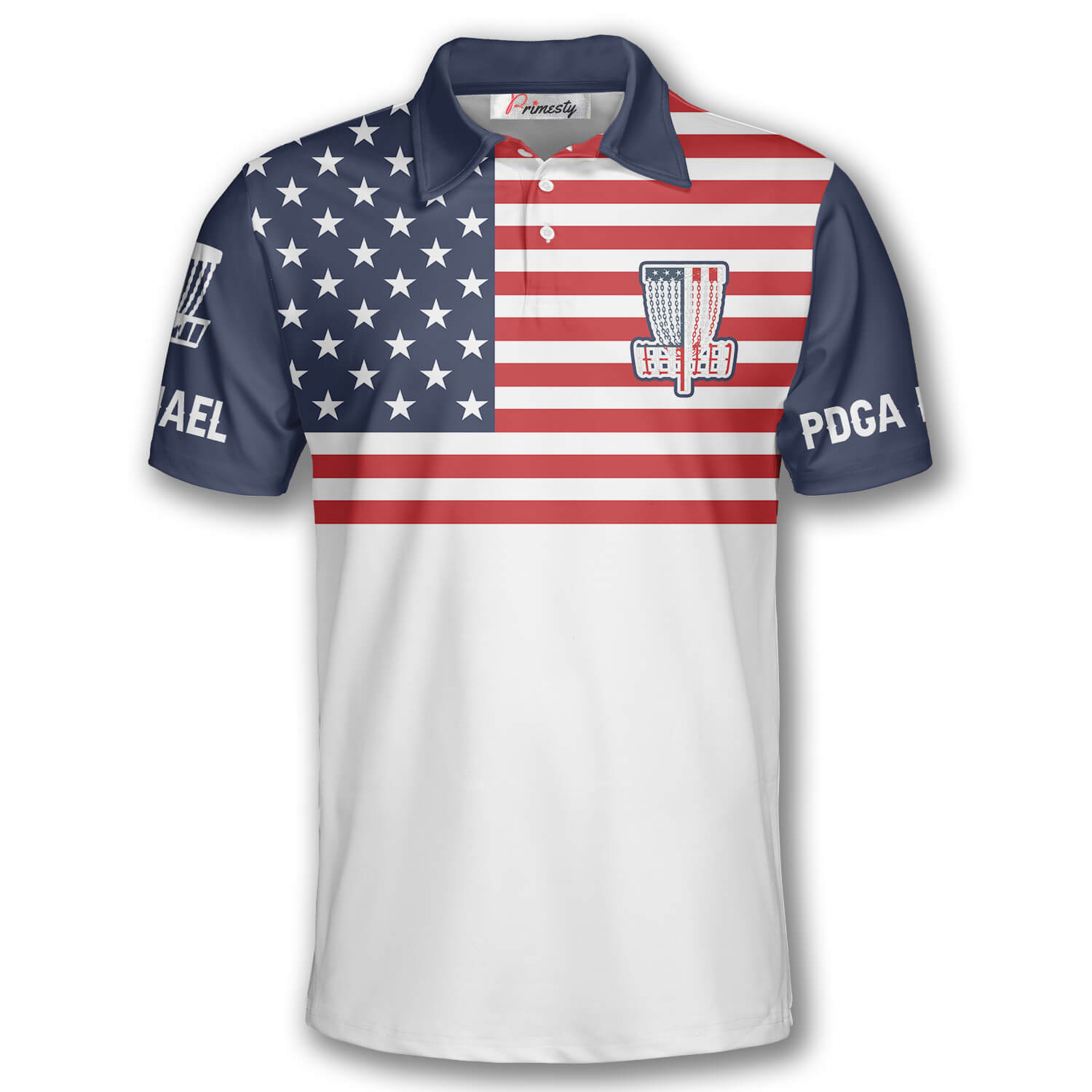 Disc Golf American Flag On White Custom Disc Golf Shirts for Men - Primesty