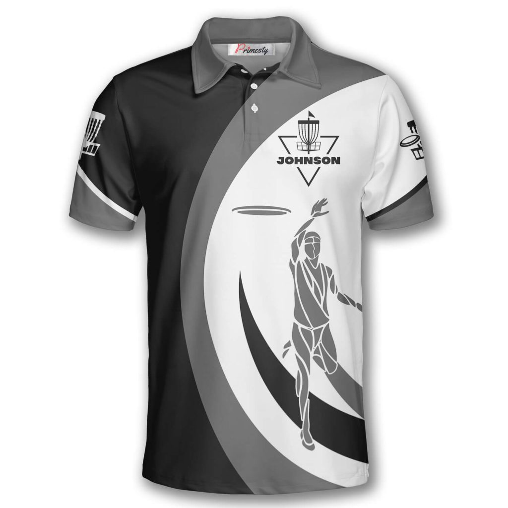 Disc Golf Silhouette Black Grey Custom Disc Golf Shirts for Men Primesty