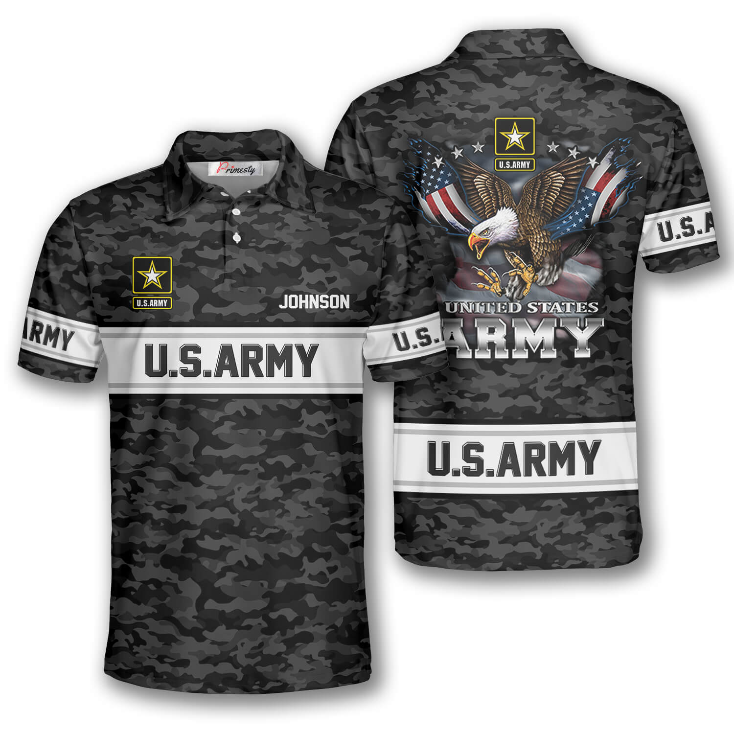 US Army Eagle Black Camouflage Custom Veteran Shirts for Men - Primesty