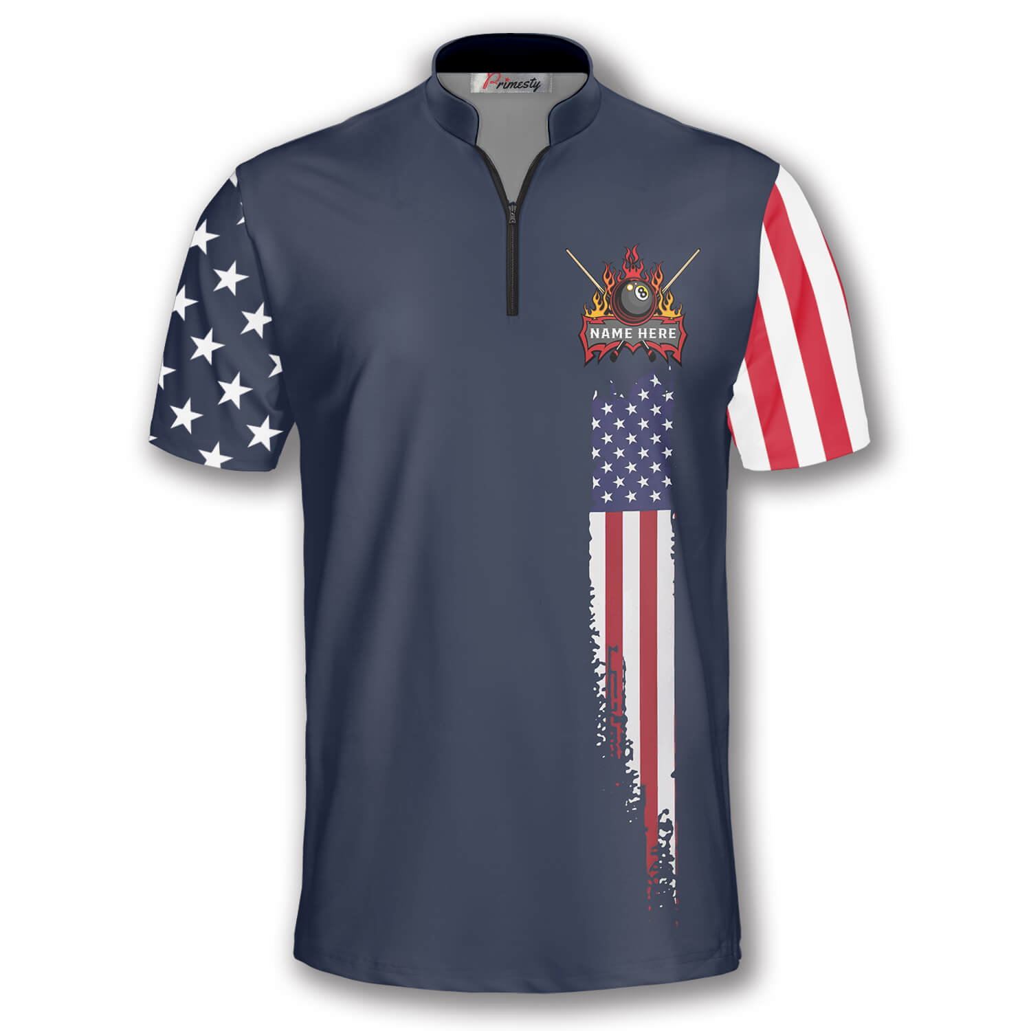American Flag Navy Custom Billiard Jerseys for Men - Primesty