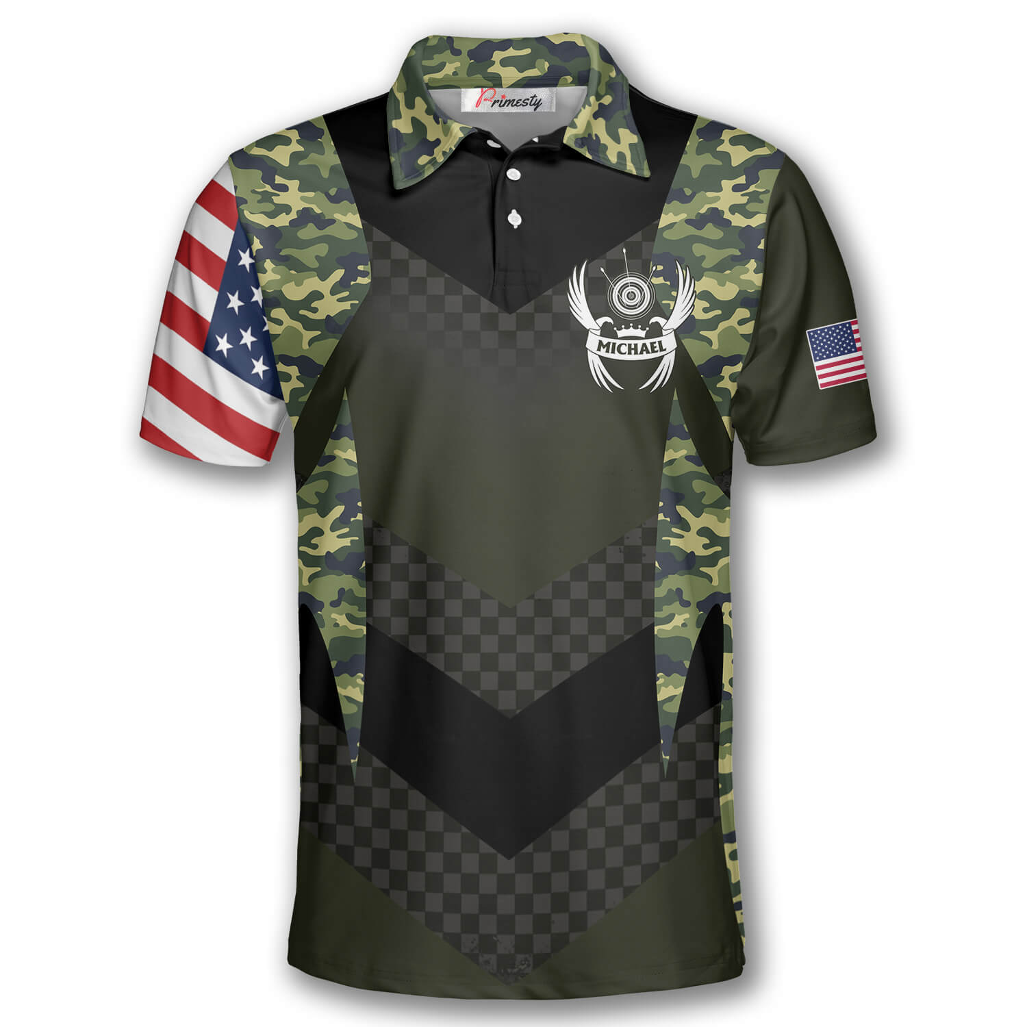 Camouflage Eagle Flag Custom Archery Shirts for Men - Primesty