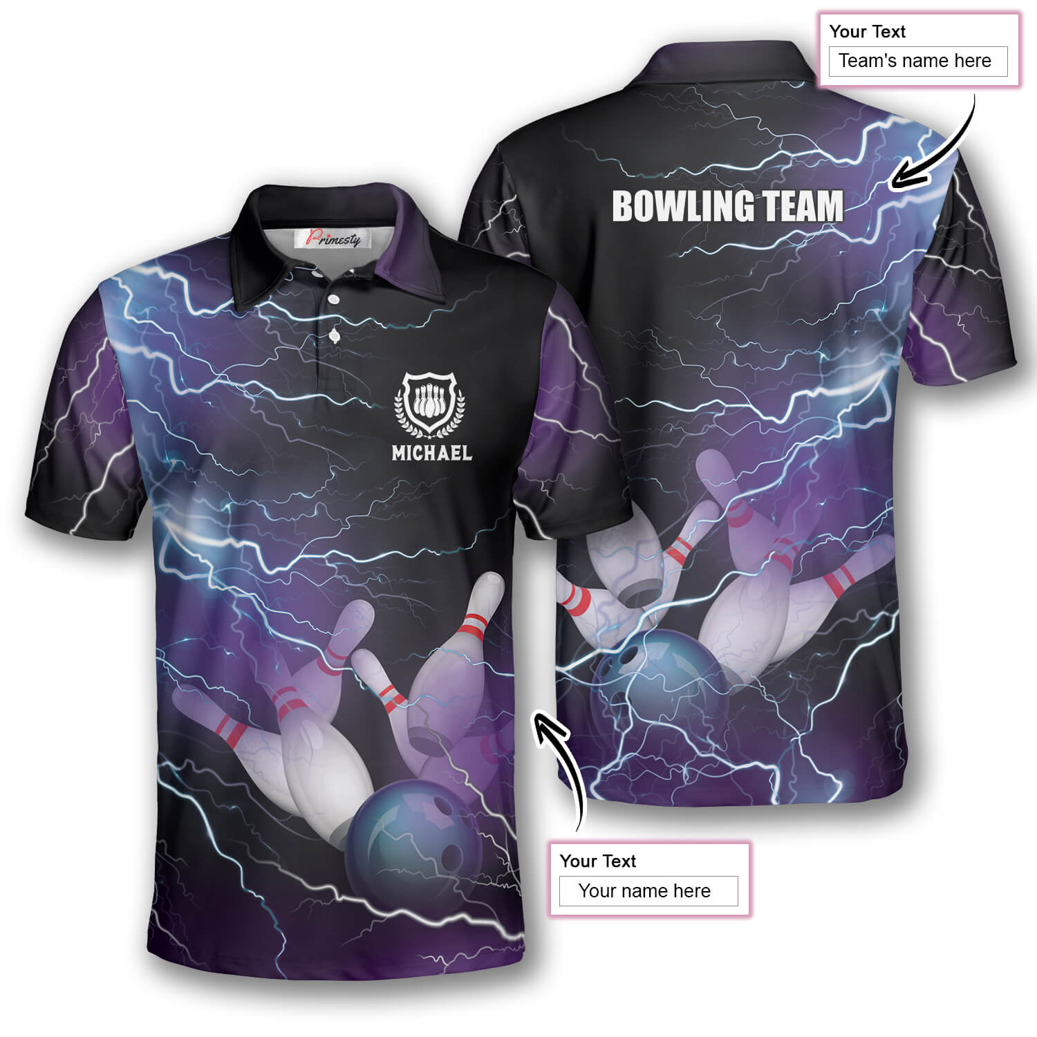 Strike Thunder Lightning Custom Bowling Shirts for Men - Primesty