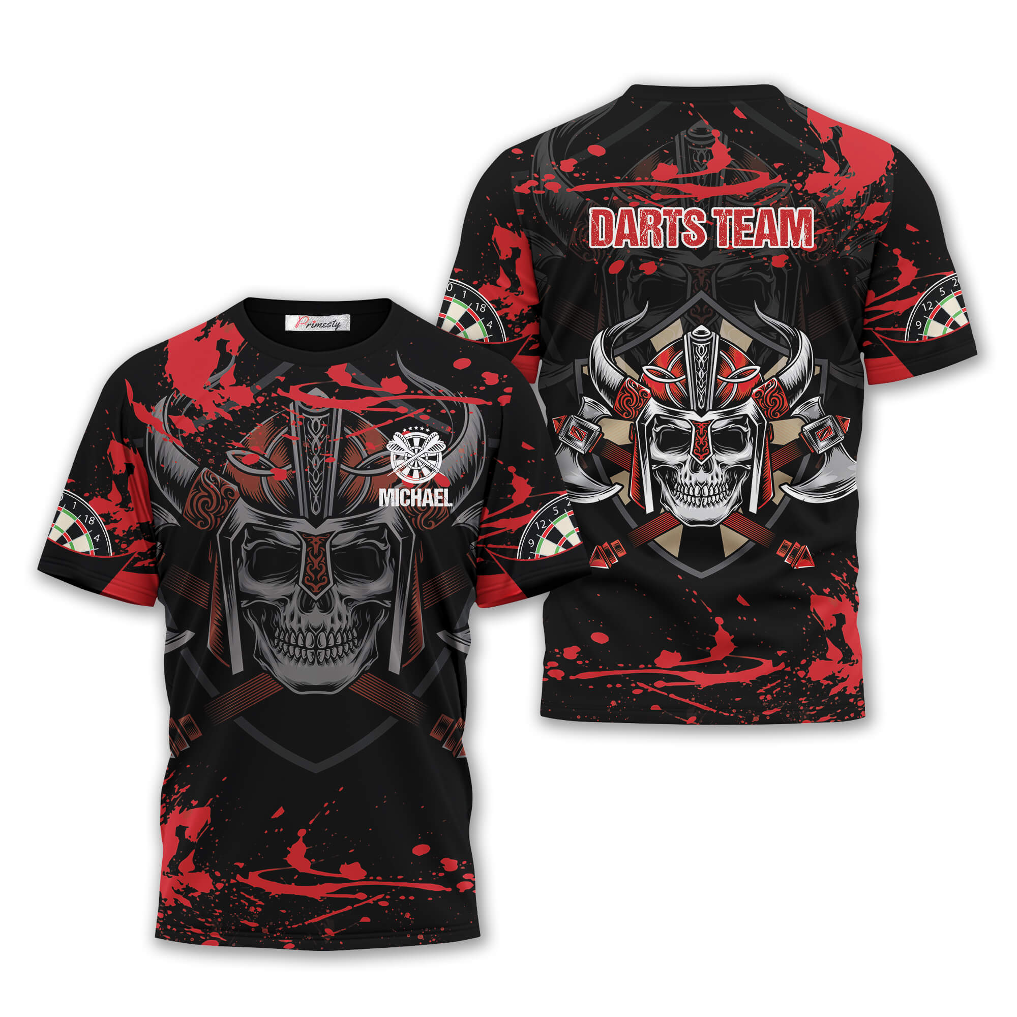 Darts Warrior Red Black Custom Darts T-shirts for Men - Primesty