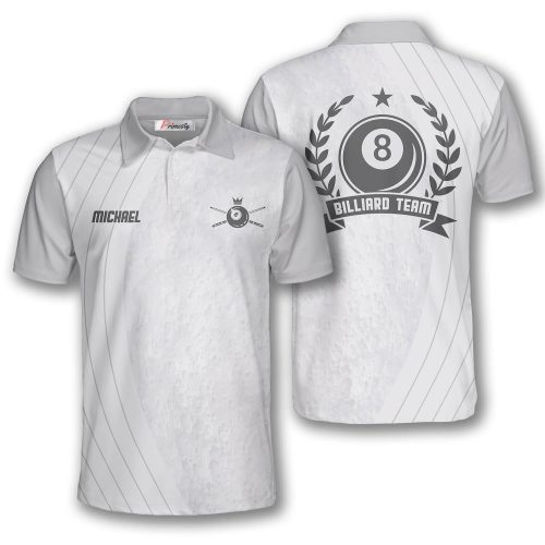 Billiard White Basic Custom Billiard Shirts for Men - Primesty