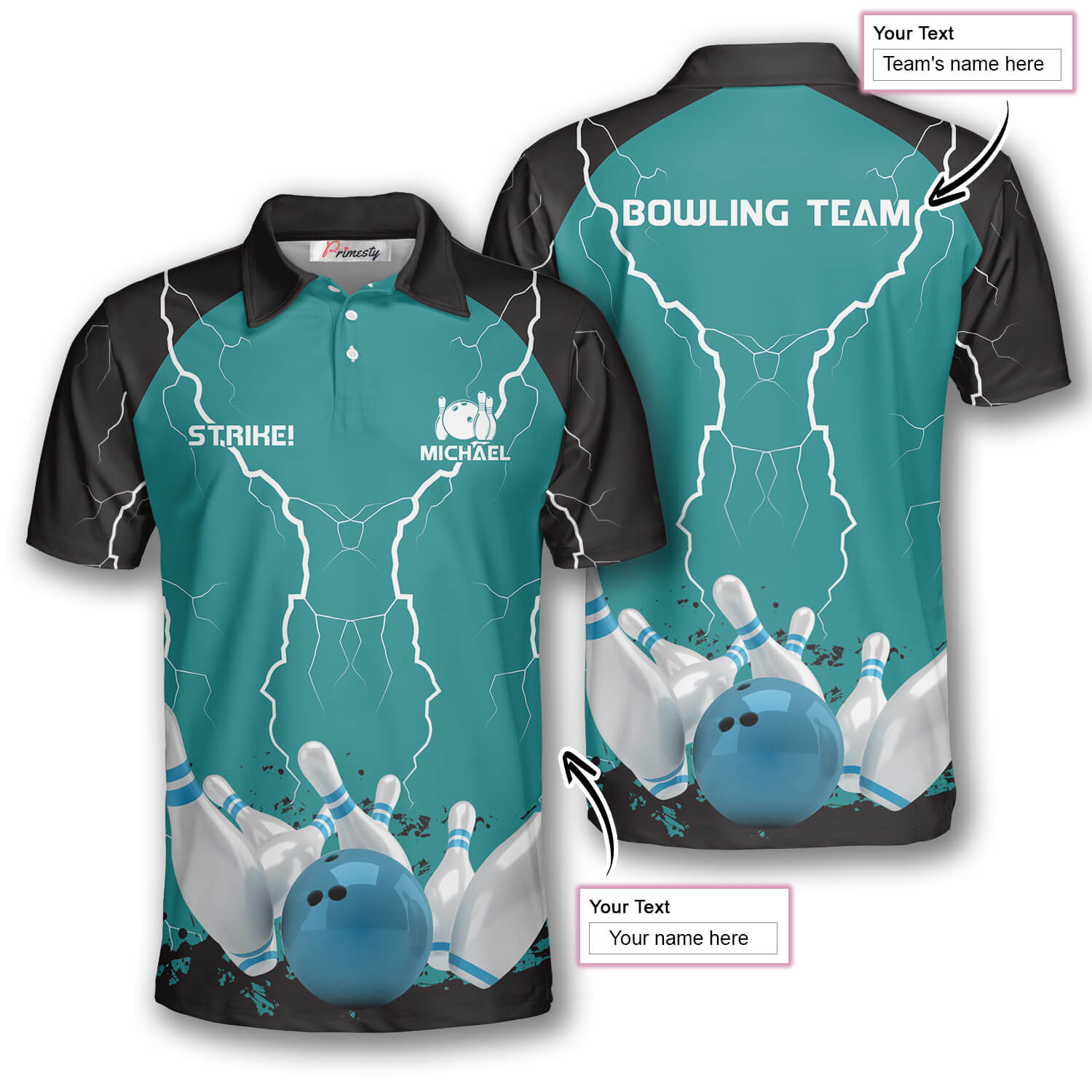 Lightning Storm Custom Bowling Shirts for Men - Primesty