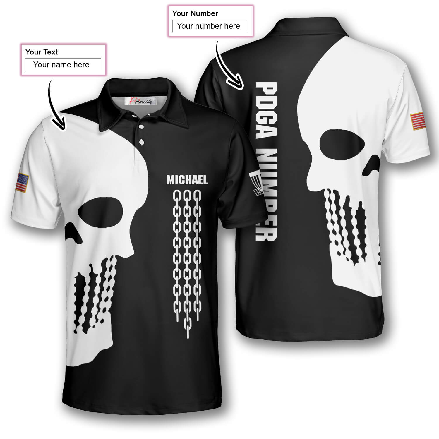 Addicted Skull Custom Disc Golf Polo Shirts for Men - Primesty