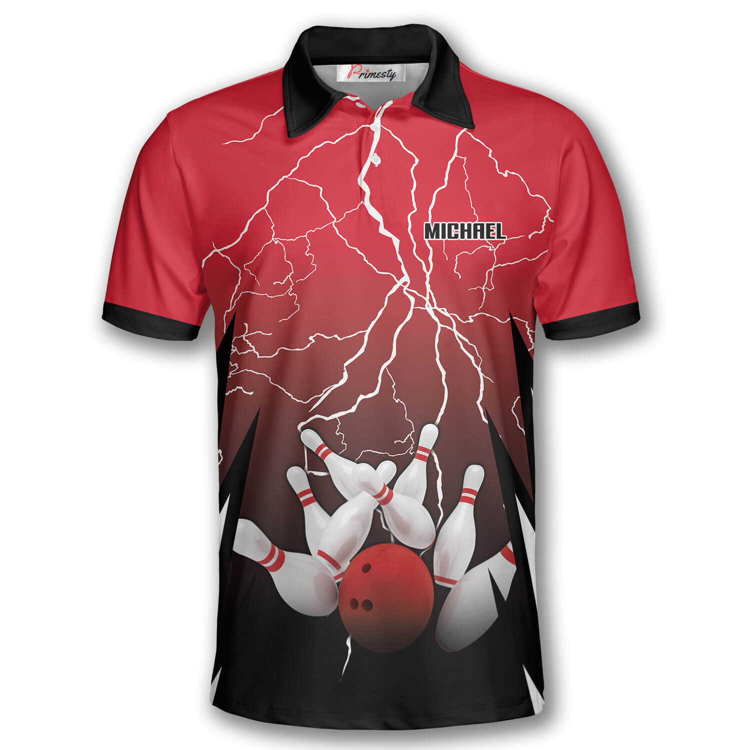 Thunder Lightning Red Version Custom Bowling Polo Shirt for Men - Primesty
