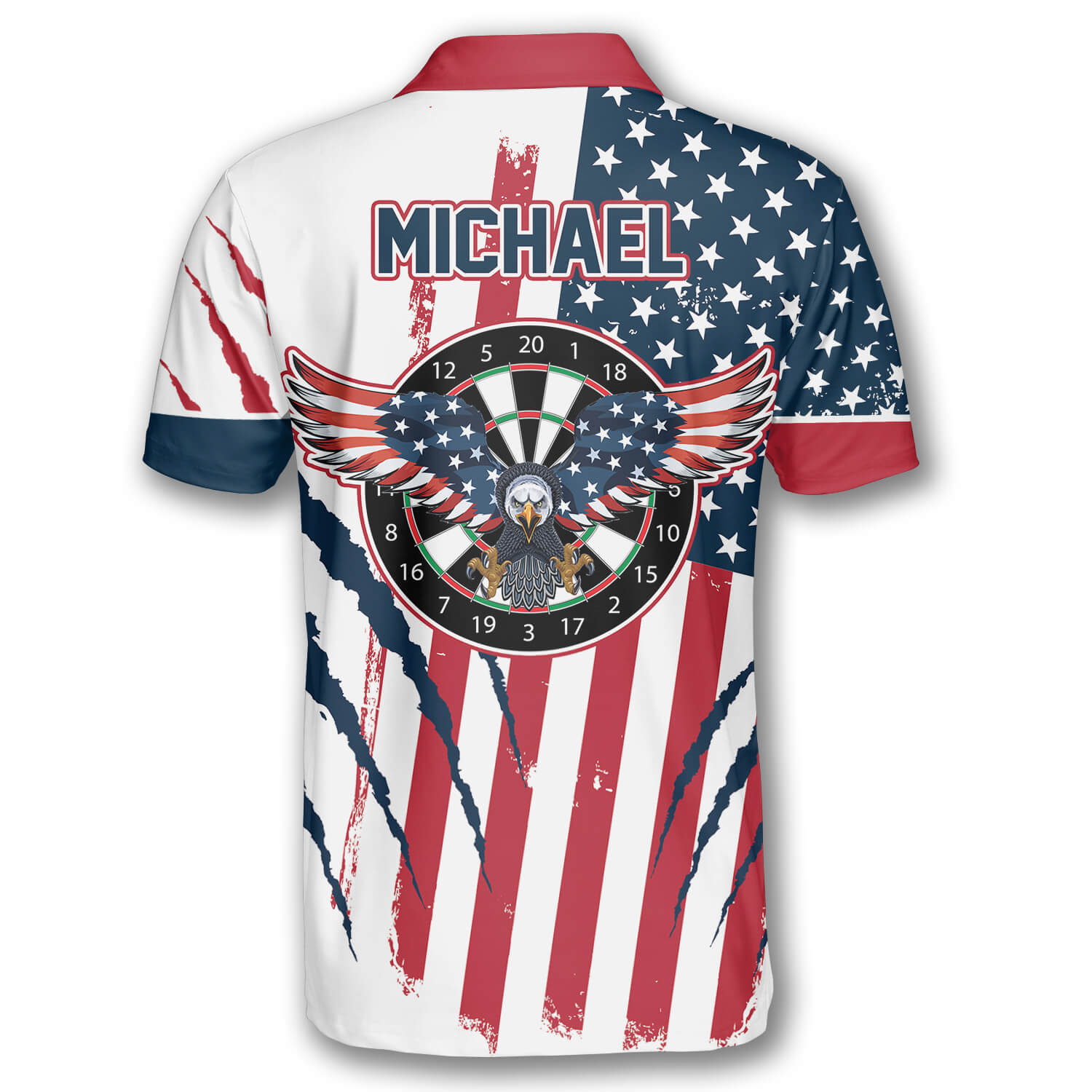 Eagle Scratches American Flag Custom Darts Shirts for Men - Primesty