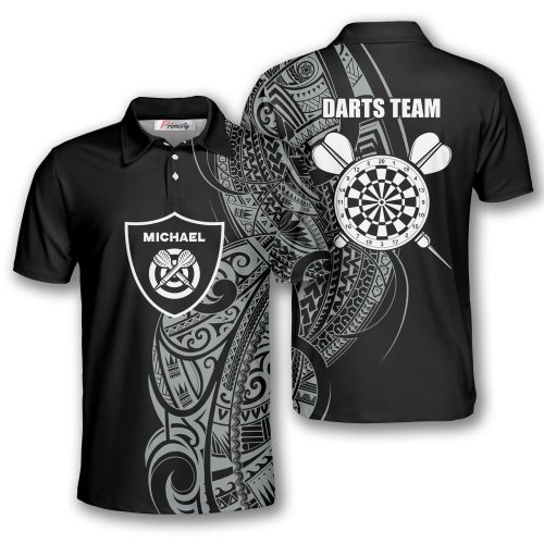 Shield Black White Tribal Tattoo Custom Darts Shirts for Men - Primesty