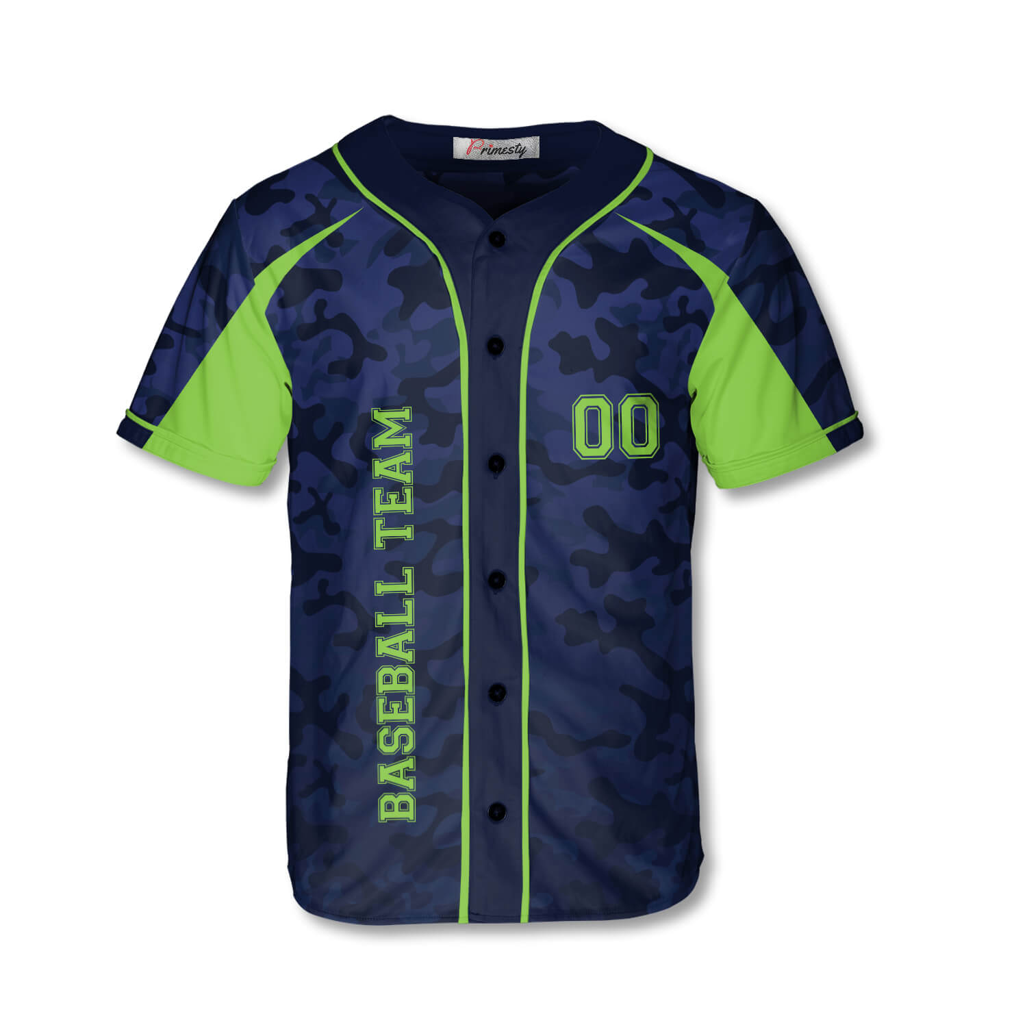 Green Neon Camo Custom Baseball Jersey for Toddlers and Youth - Primesty