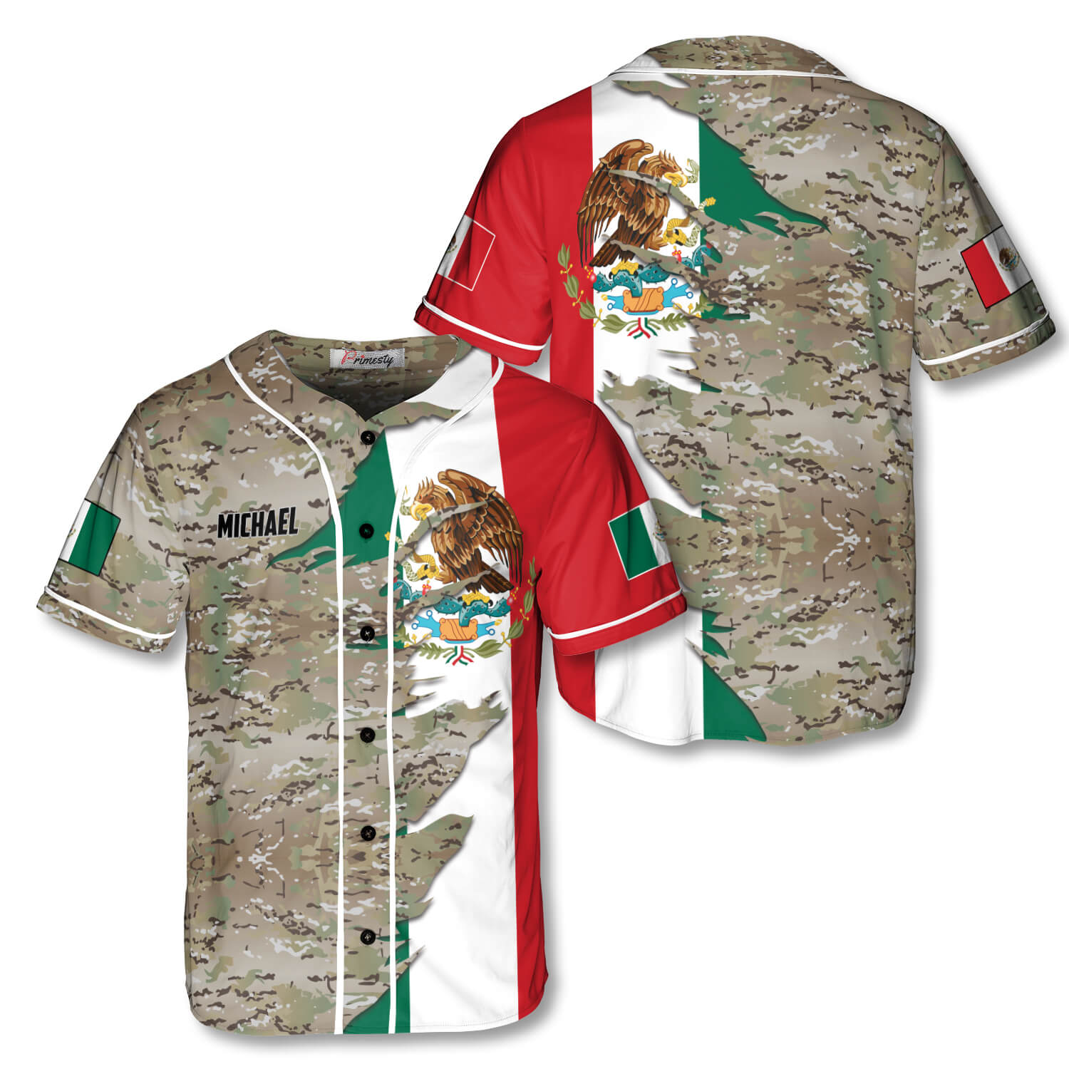 Customize Mexico Flag Wave Style Baseball Jersey Shirt - AIO Pride