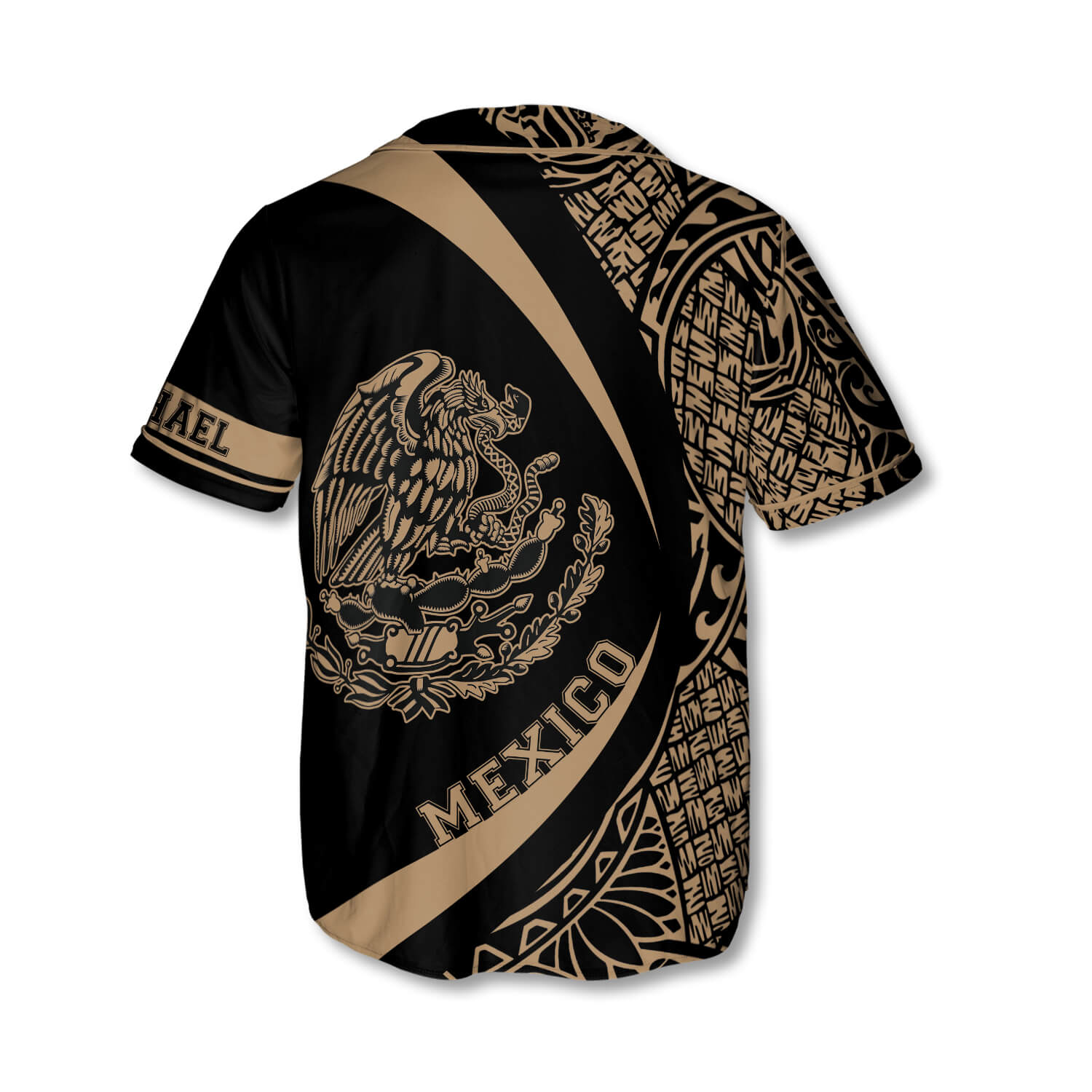 Mexico Gold Tribal Custom Baseball Jersey